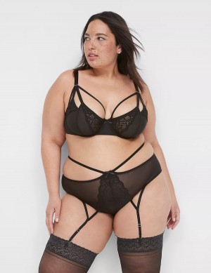 Dámské Podprsenka Balkonetová Lane Bryant Unlined Caged Lace Černé | MSJ9744SZ