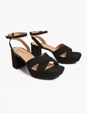 Dámské Sandály na Podpatku Lane Bryant Dream Cloud Platform Strappy Block Heel Černé | UVK1977VY