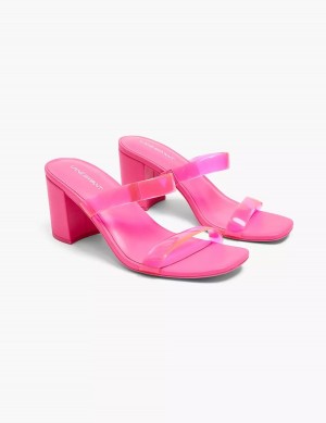 Dámské Sandály na Podpatku Lane Bryant Dream Cloud Double-Band Low Block Heel Růžové | AXG833IO