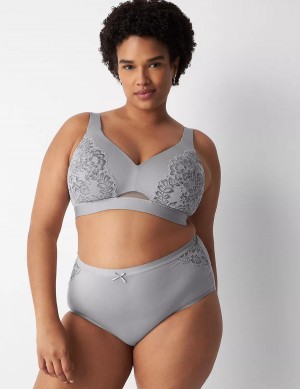 Dámské Slipy Lane Bryant No-Show Full with Lace Šedé | OJG1872OP