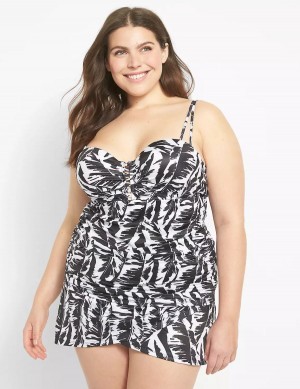 Dámské Sukně Lane Bryant Faux-Wrap Swim Bílé Černé | PHR8378KB