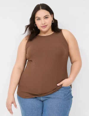 Dámské Tílko Lane Bryant Fitted High-Neck Rib Hnědé | LNC79QE