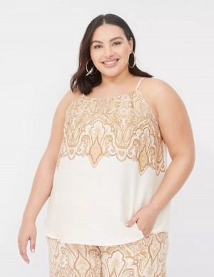 Dámské Tílko Lane Bryant Swing Satin Top Bílé Hnědé | EJO811QC