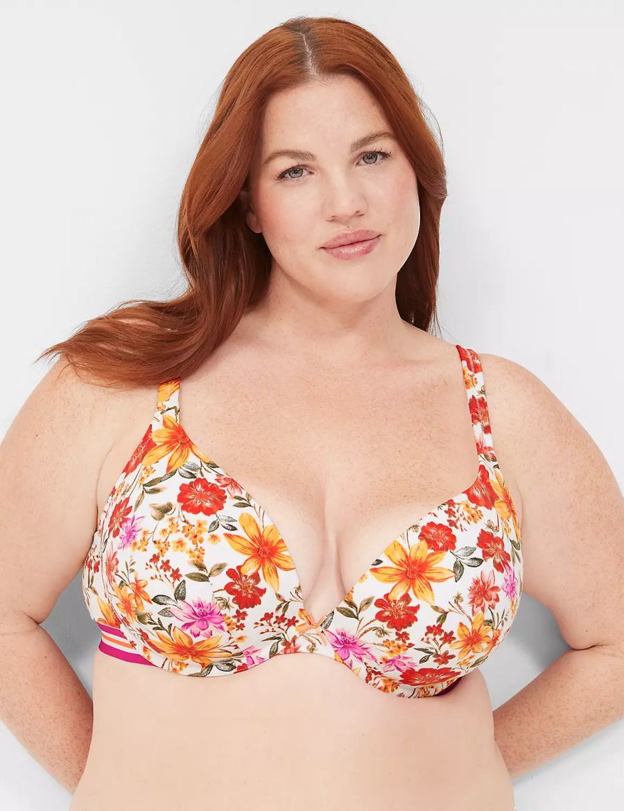 Dámské Bralettes Lane Bryant Cotton Boost Plunge Bílé | OGP2594NO