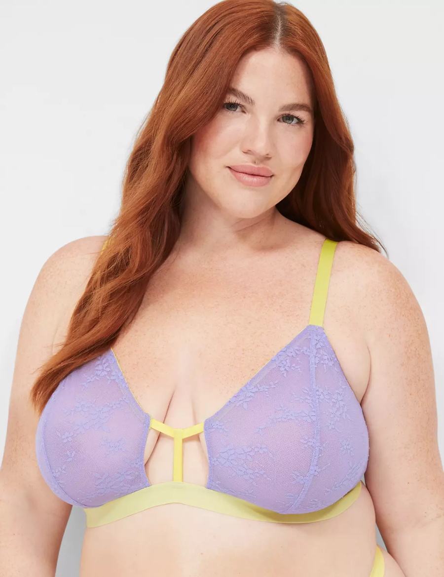 Dámské Bralettes Lane Bryant Delicate Lace Peek-A-Boo No-Wire Fialové | ZCA6524GZ