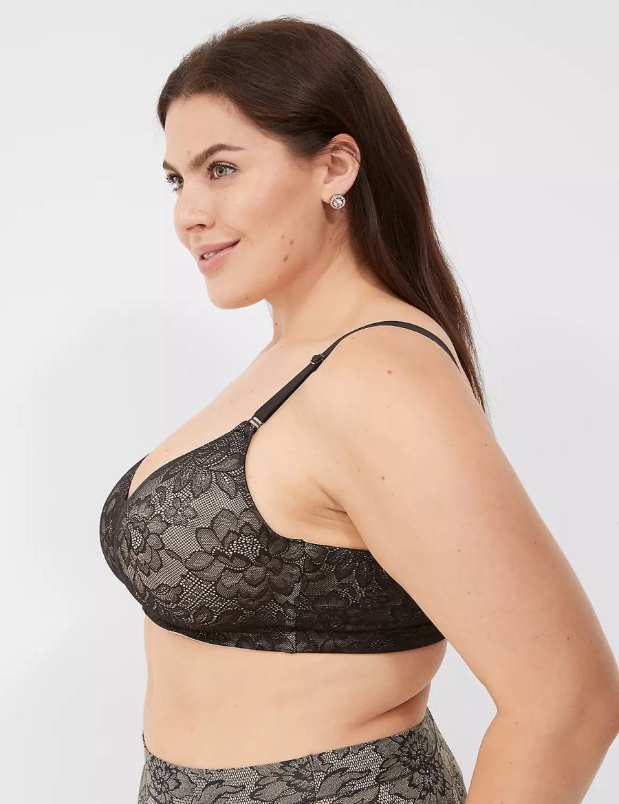 Dámské Bralettes Lane Bryant No-Wire with Lace Černé | IRR7991LY