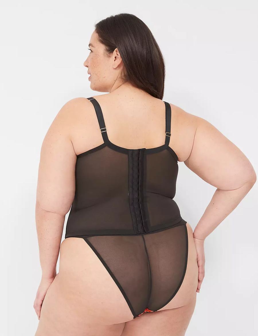 Dámské Brazilské Kalhotky Lane Bryant Digital Print Lace Černé | RMD1539OB