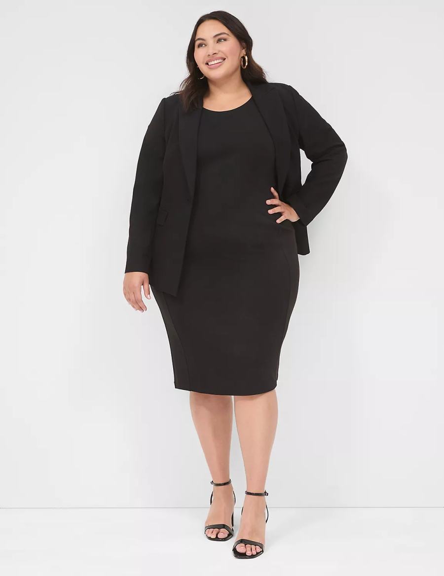 Dámské Casual Šaty Lane Bryant Ponte Cap-Sleeve Crew-Neck Černé | ELX9537FO