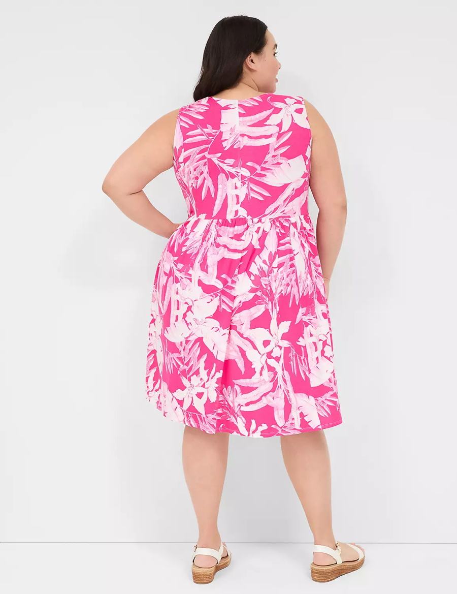 Dámské Casual Šaty Lane Bryant V-Neck Easy Swing Růžové | VDP7142UM