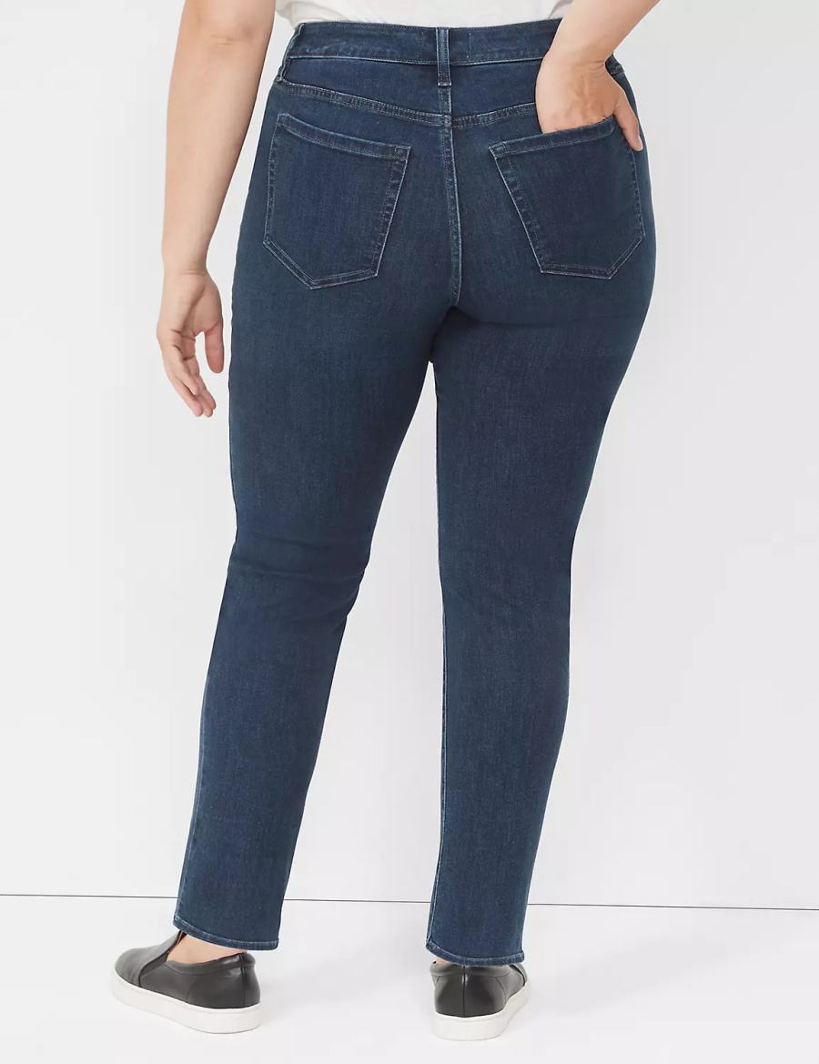 Dámské Džíny Lane Bryant Signature Fit Straight - Everyday Dark Wash Tmavě Blankyt | PNP3046SR