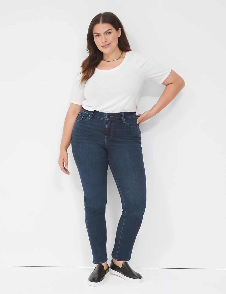 Dámské Džíny Lane Bryant Signature Fit Straight - Everyday Dark Wash Tmavě Blankyt | PNP3046SR