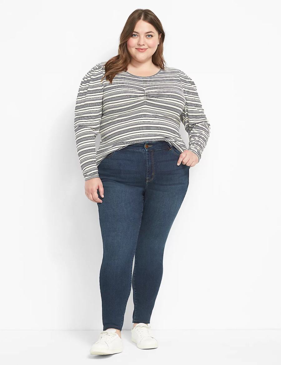 Dámské Džíny Lane Bryant Straight Fit High-Rise Skinny Tmavě Blankyt | LJC933YL