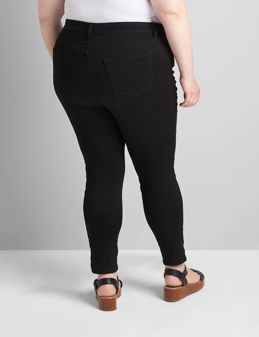 Dámské Džíny Lane Bryant Straight Fit High-Rise Sateen Skinny Černé | XDH3022ID