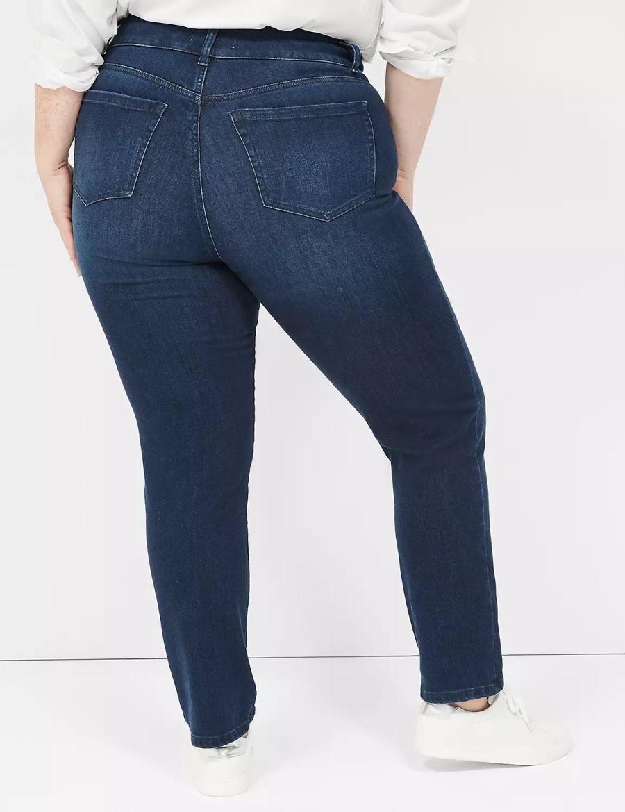Dámské Džíny Lane Bryant Tighter Tummy Fit High-Rise Straight Tmavě Blankyt | HOT1120HC