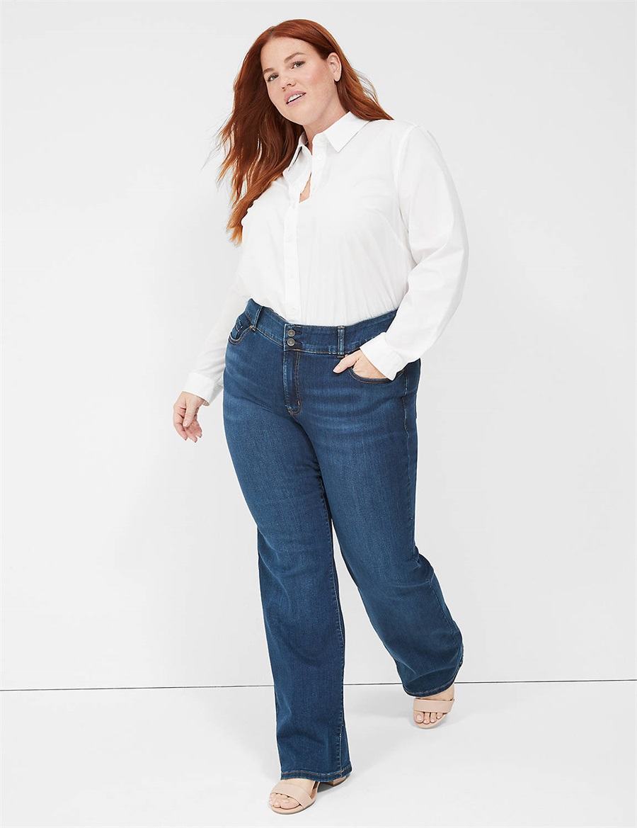 Dámské Džíny Lane Bryant Tighter Tummy Fit High-Rise Boot Tmavě Blankyt | JMX717KG