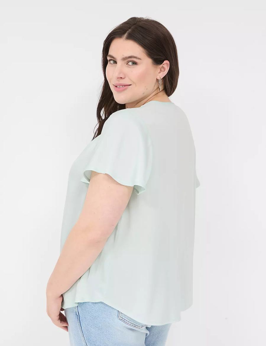 Dámské Halenka Lane Bryant Satin Smocked-Shoulder Světle Zelene | MAF9066LW
