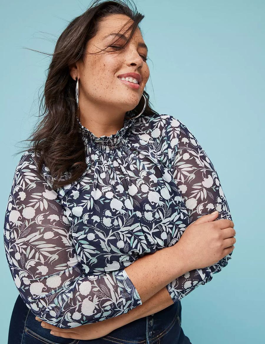 Dámské Halenka Lane Bryant Swing Smocked-Neck Top With Attached Cami Tyrkysové | QZT9445HL