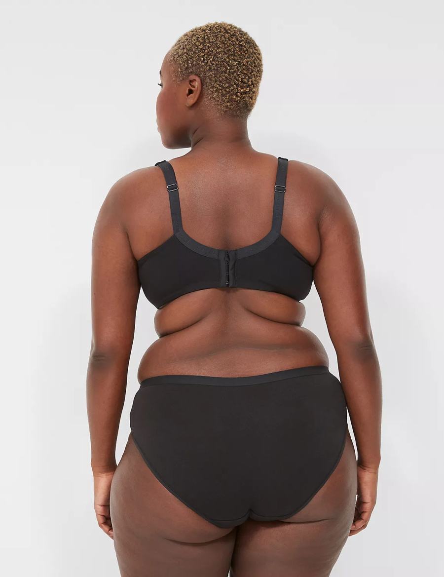 Dámské Hipster Kalhotky Lane Bryant Cotton With Lace Waist Černé | JIU6342IK