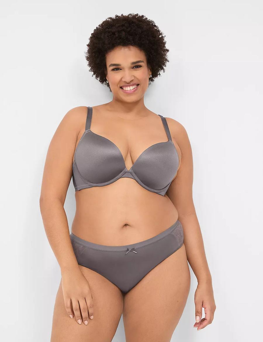 Dámské Hipster Kalhotky Lane Bryant No-Show With Lace Trim Tmavě Šedé | IAR3817SA