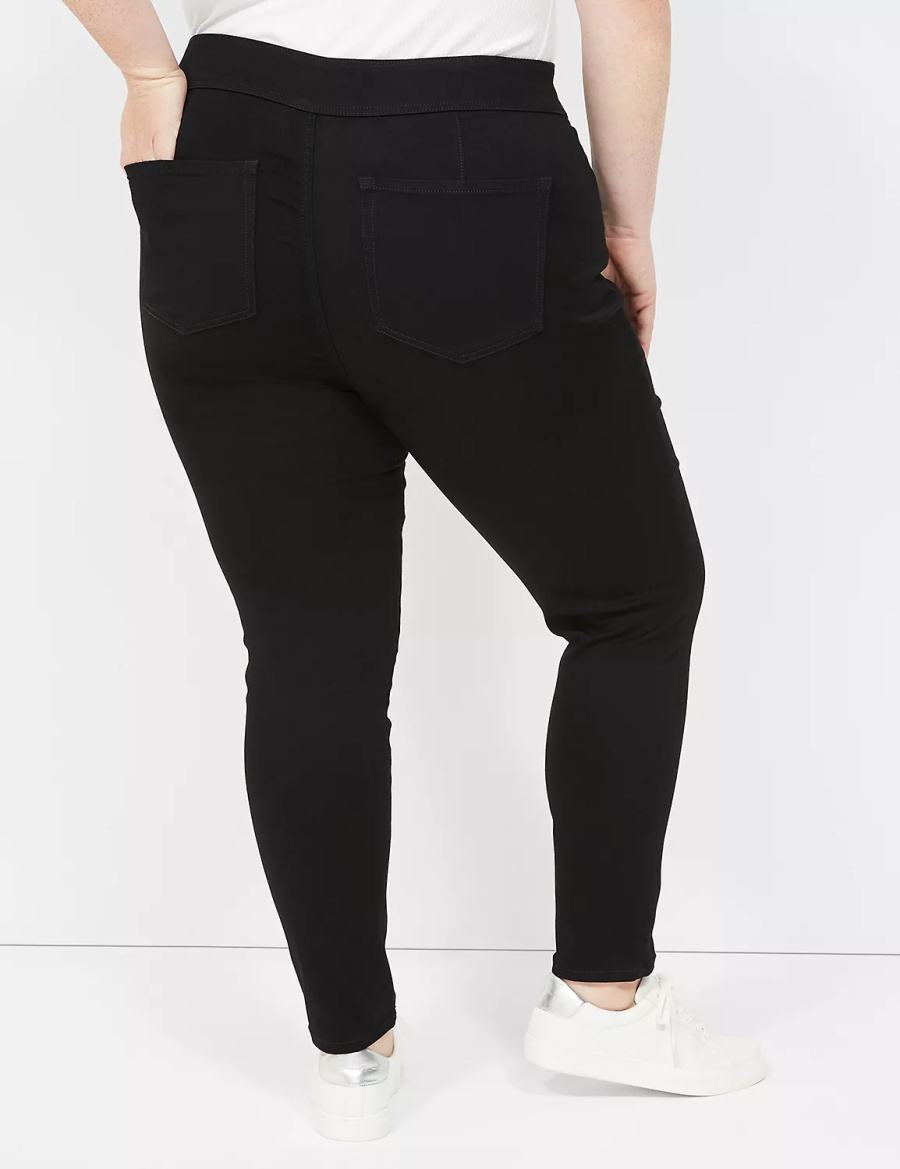 Dámské Jegginy Lane Bryant High-Rise Sateen 3-Button Černé | EAD36HM
