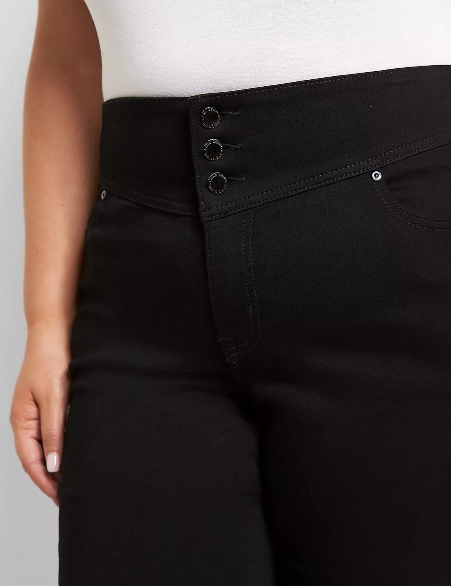Dámské Jegginy Lane Bryant High-Rise Sateen 3-Button Černé | EAD36HM