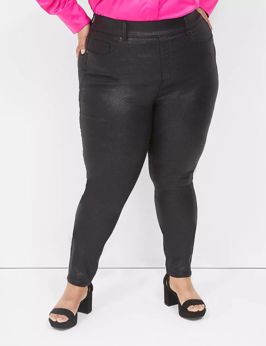 Dámské Jegginy Lane Bryant Pull-On High-Rise Sparkle Černé | UAR317KW