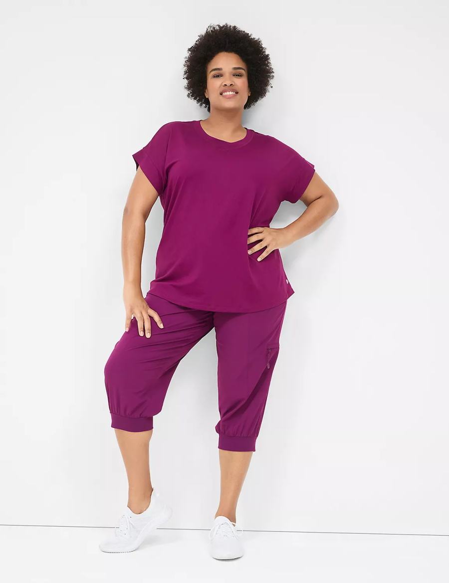 Dámské Jogger Kalhoty Lane Bryant LIVI Stretch Woven Capri Tmavě Fialové | AHV7664KW