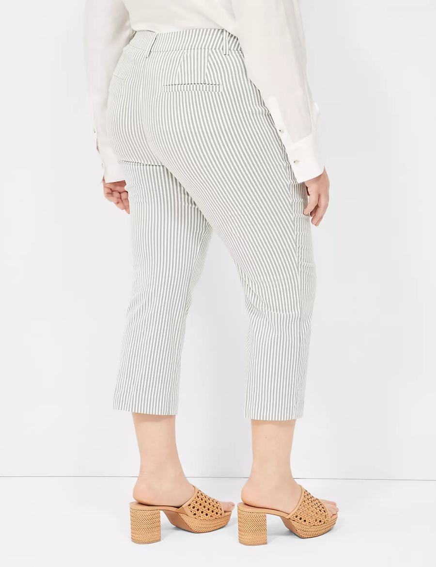 Dámské Kalhoty Lane Bryant 4-Season Slim Capri Zelene Proužek | YGK1341VD