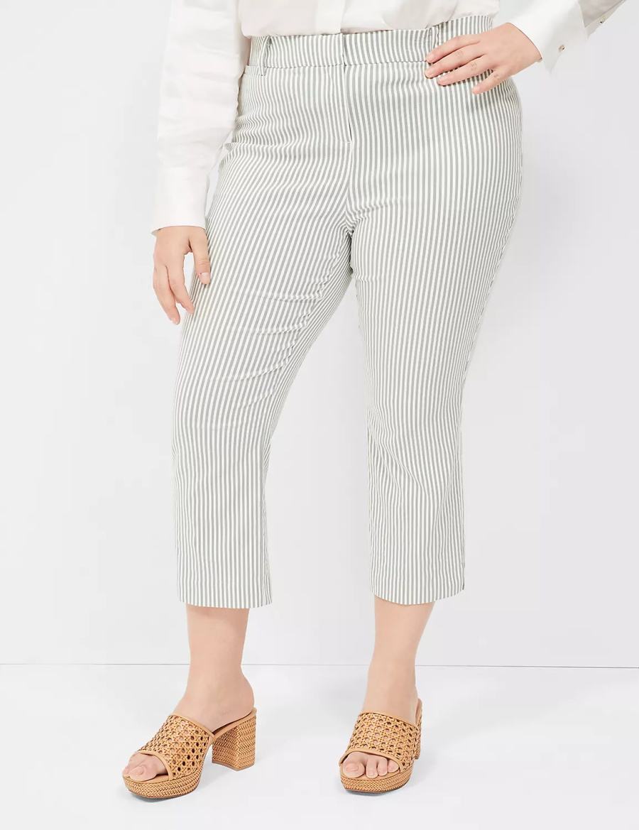 Dámské Kalhoty Lane Bryant 4-Season Slim Capri Zelene Proužek | YGK1341VD