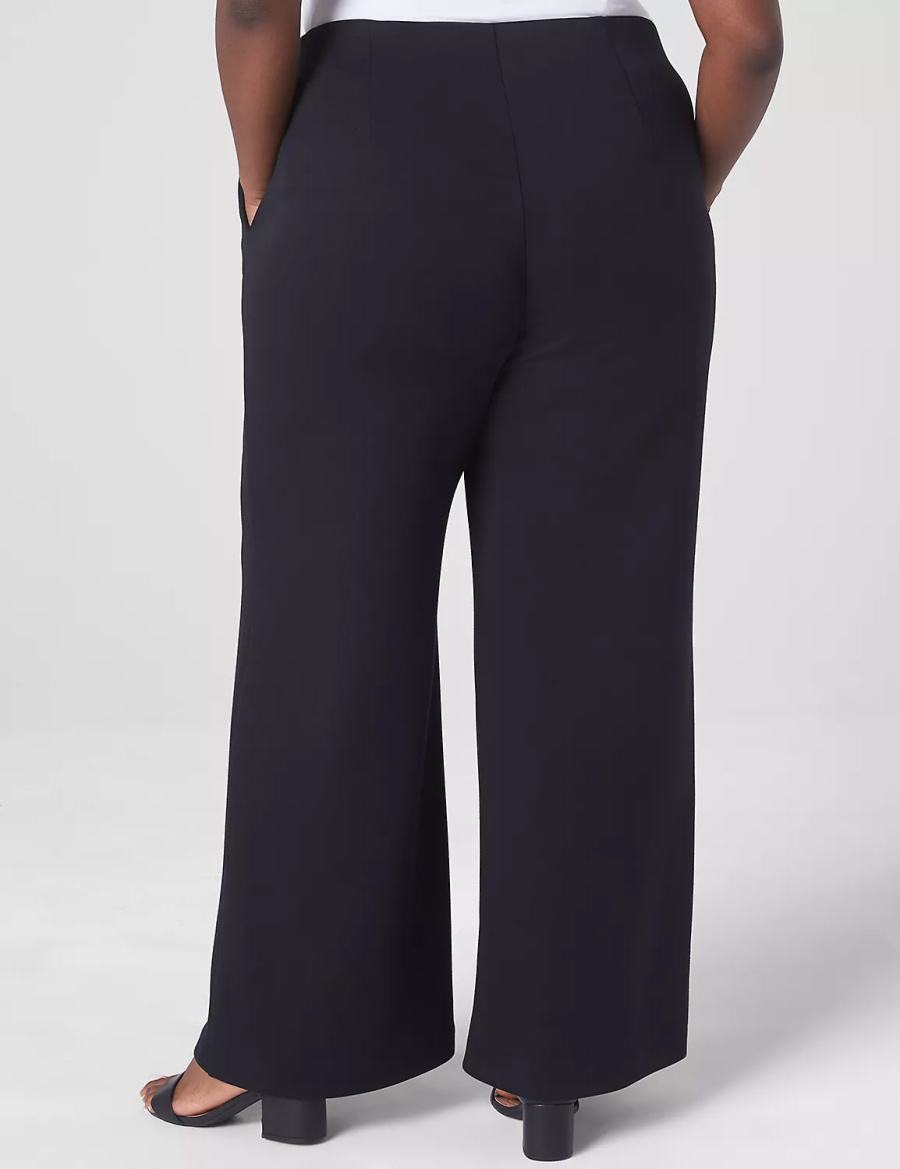 Dámské Kalhoty Lane Bryant Journey Knit High-Rise Wide Leg Černé | BHI4067UB