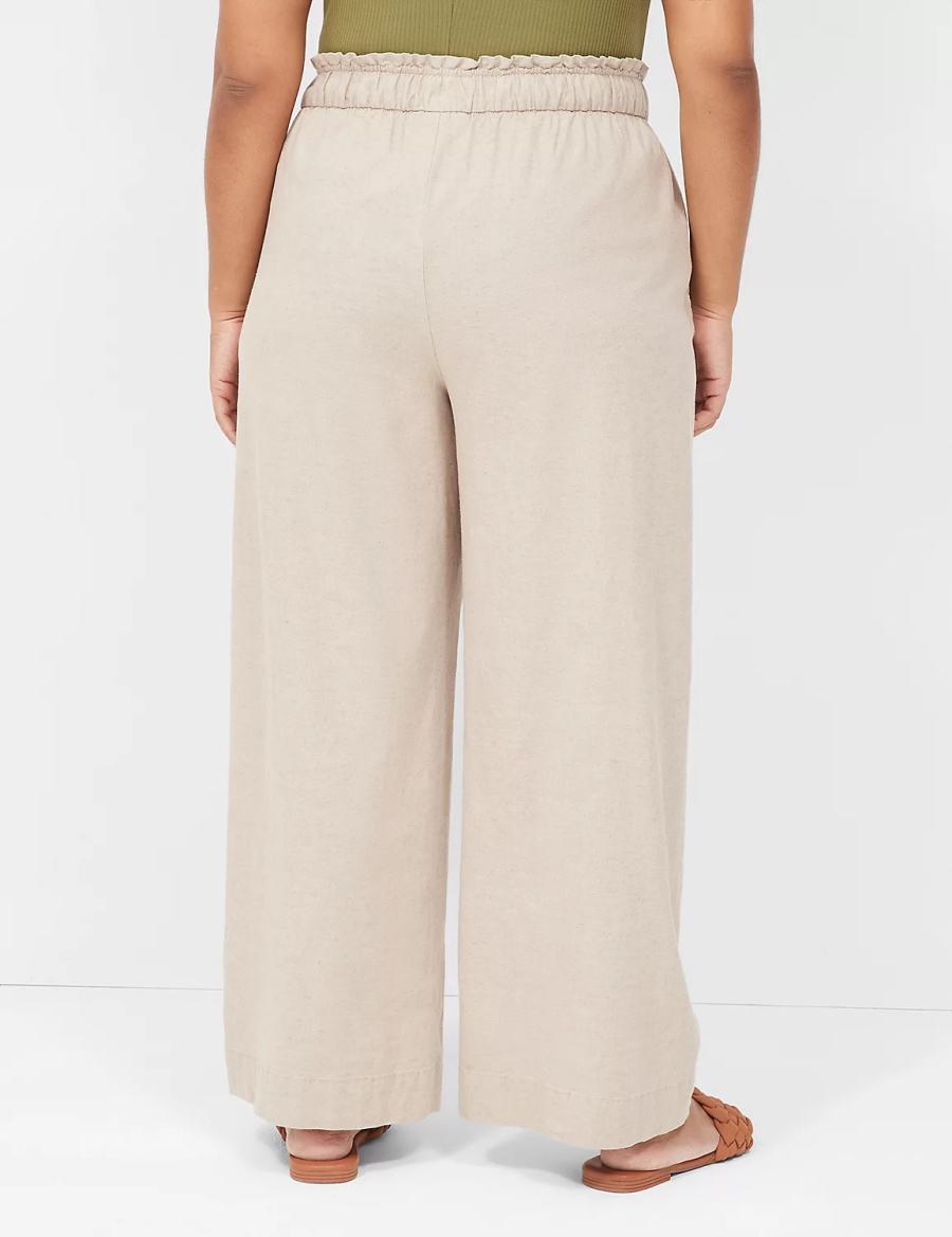 Dámské Kalhoty Lane Bryant Linen Wide Leg Béžový | AJN2387BH