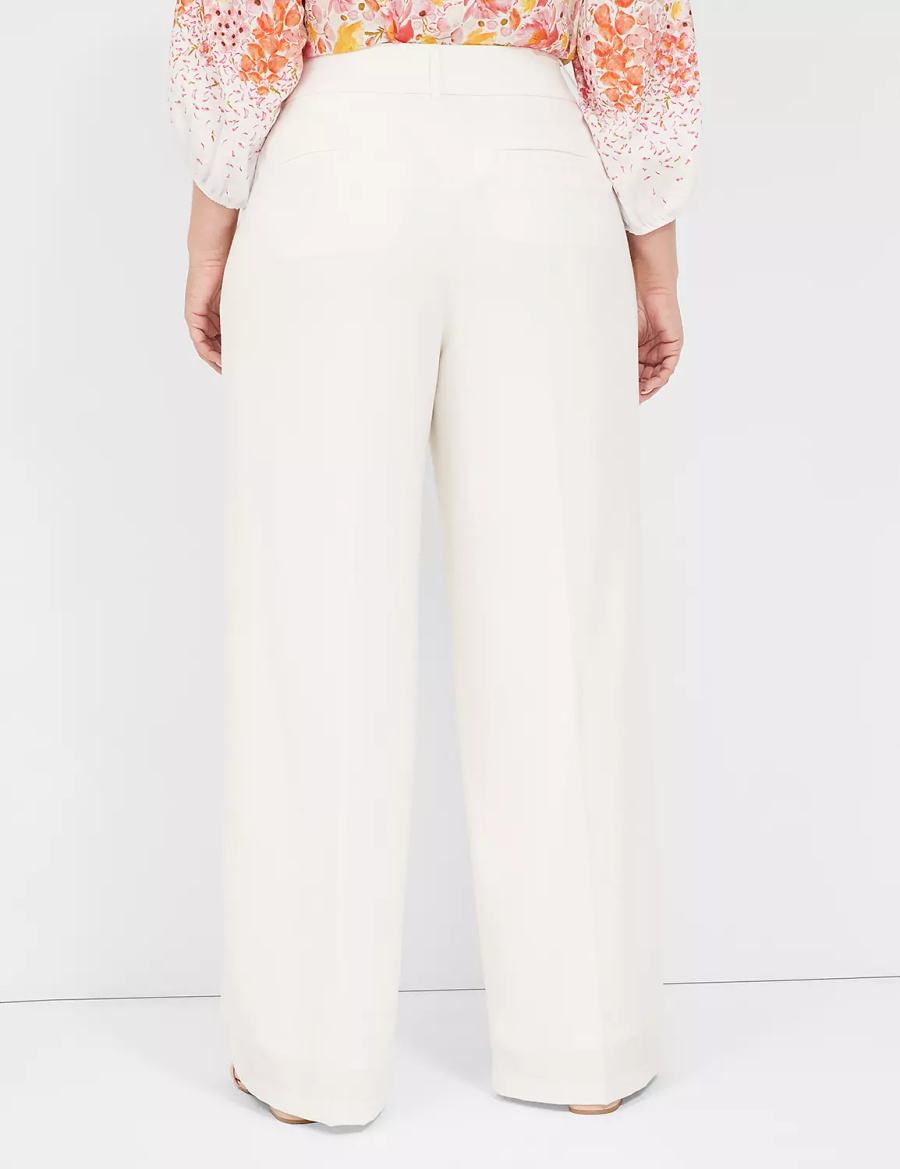 Dámské Kalhoty Lane Bryant Perfect Drape High-Rise Wide Leg - Fully Lined Bílé Růžové | SWT7393GA
