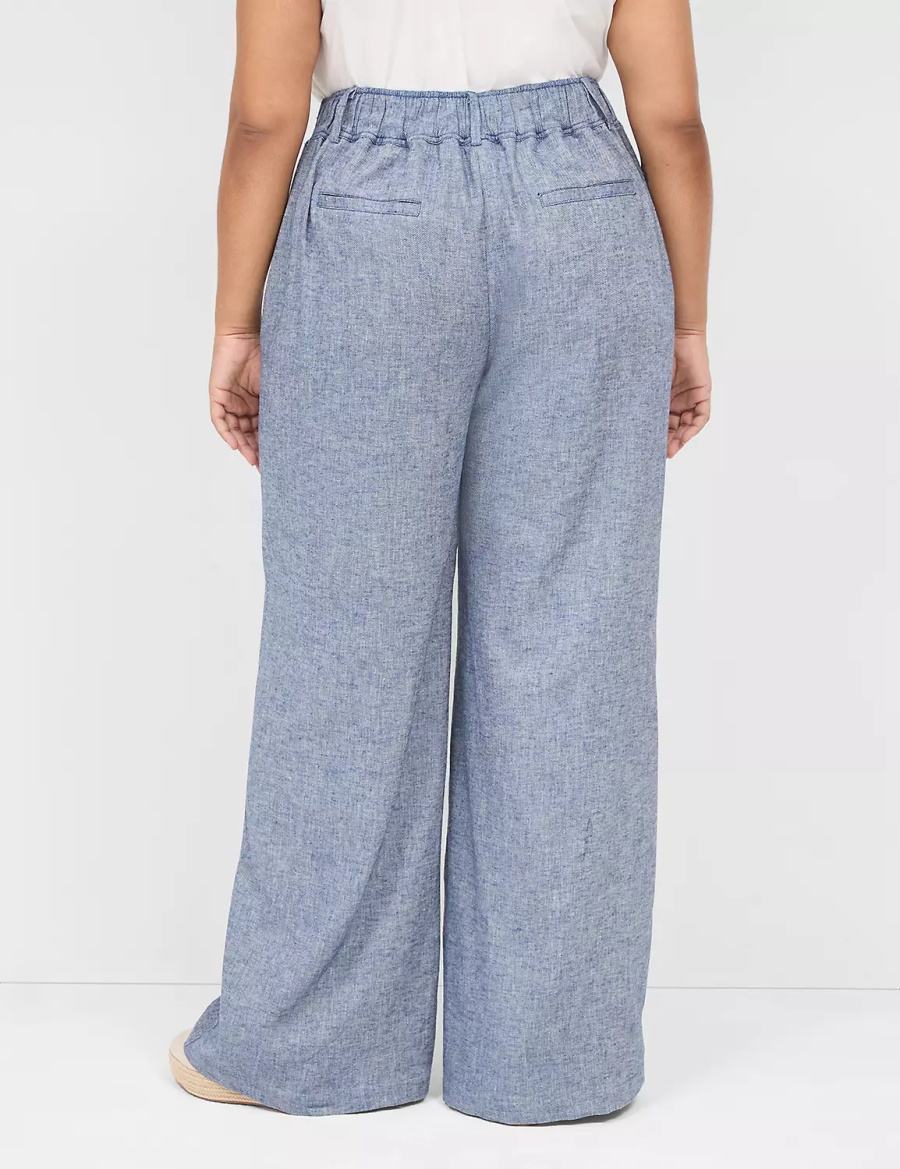 Dámské Kalhoty Lane Bryant Pull-On Chambray Linen Straight Leg Blankyt Šedé | XIH3799IZ