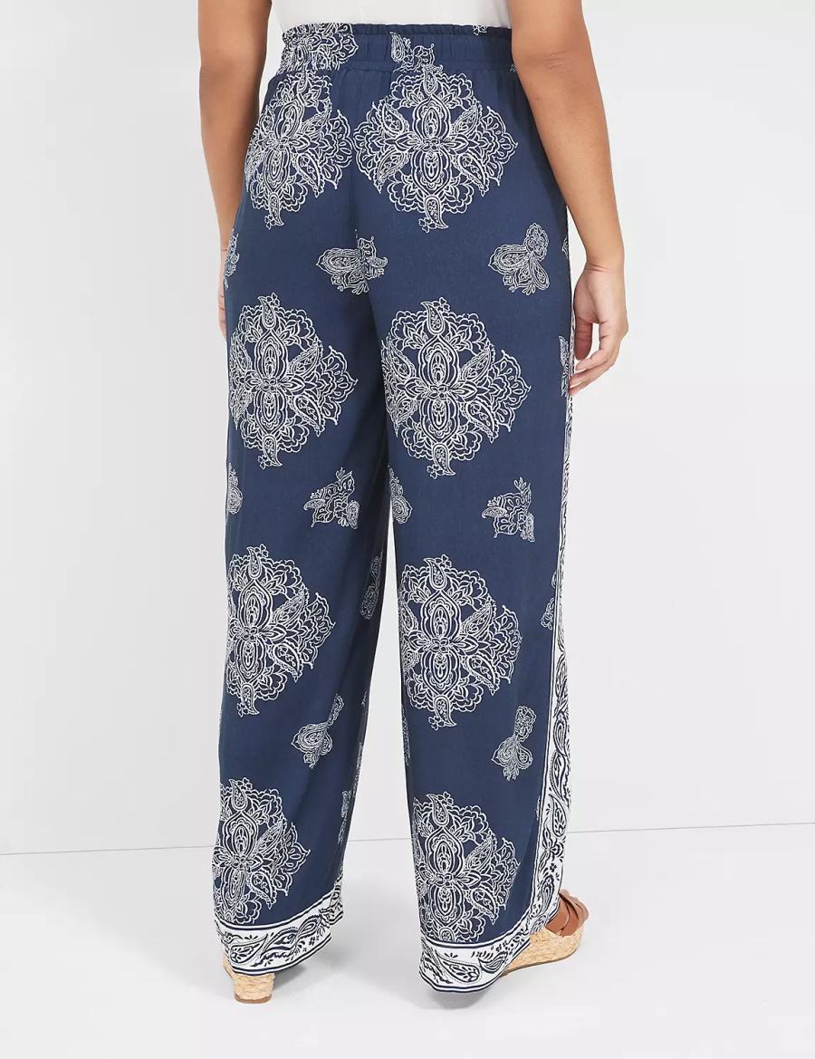 Dámské Kalhoty Lane Bryant Pull-On Paperbag Wide Leg Tmavě Blankyt | CTZ4351NS