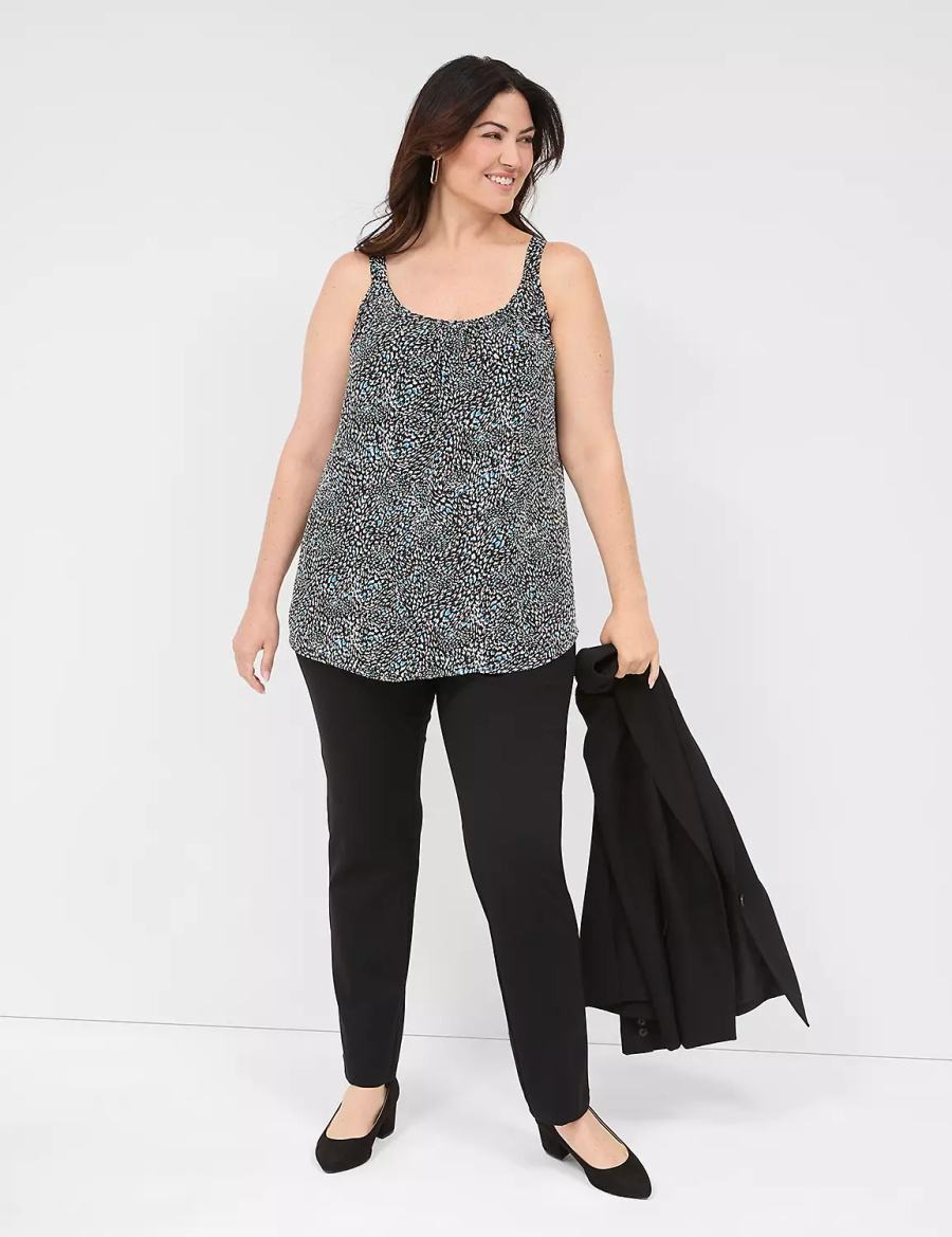 Dámské Kalhoty Lane Bryant Pull-On Ponte Straight Černé | ZRV9444LT