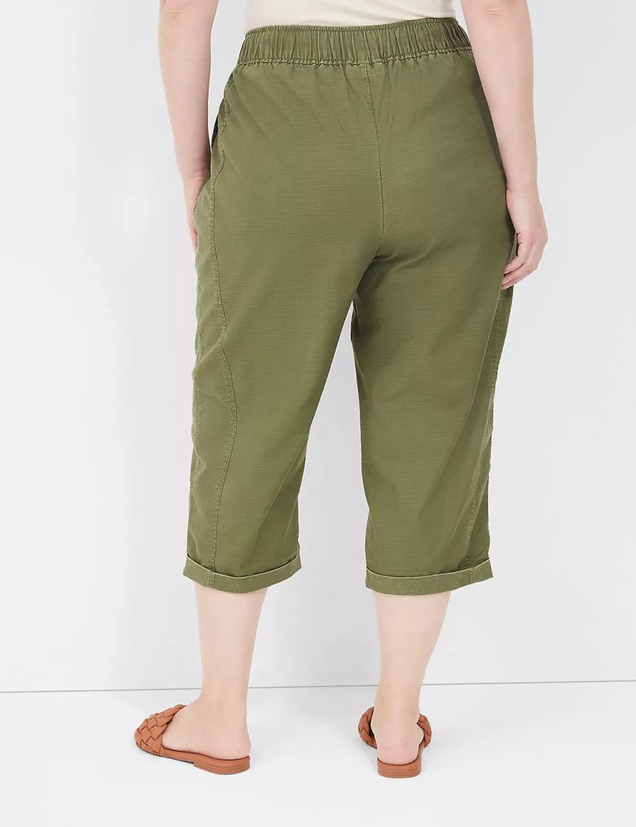 Dámské Kalhoty Lane Bryant Slub Pull-On Crop Zelene | HYE9956ZF
