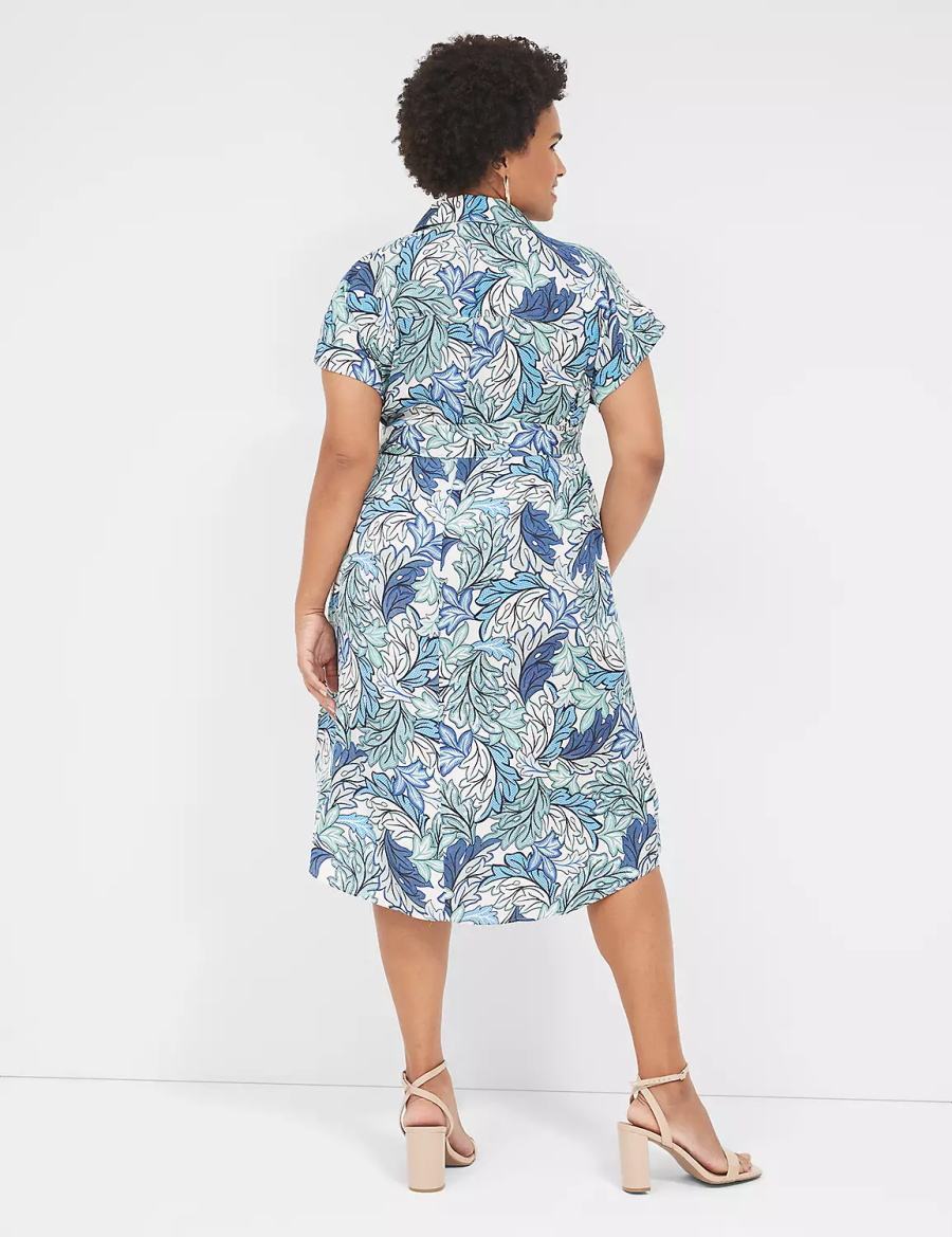 Dámské Košilové Šaty Lane Bryant Tie-Waist Midi Blankyt Viacfarebný | VCL2540EQ