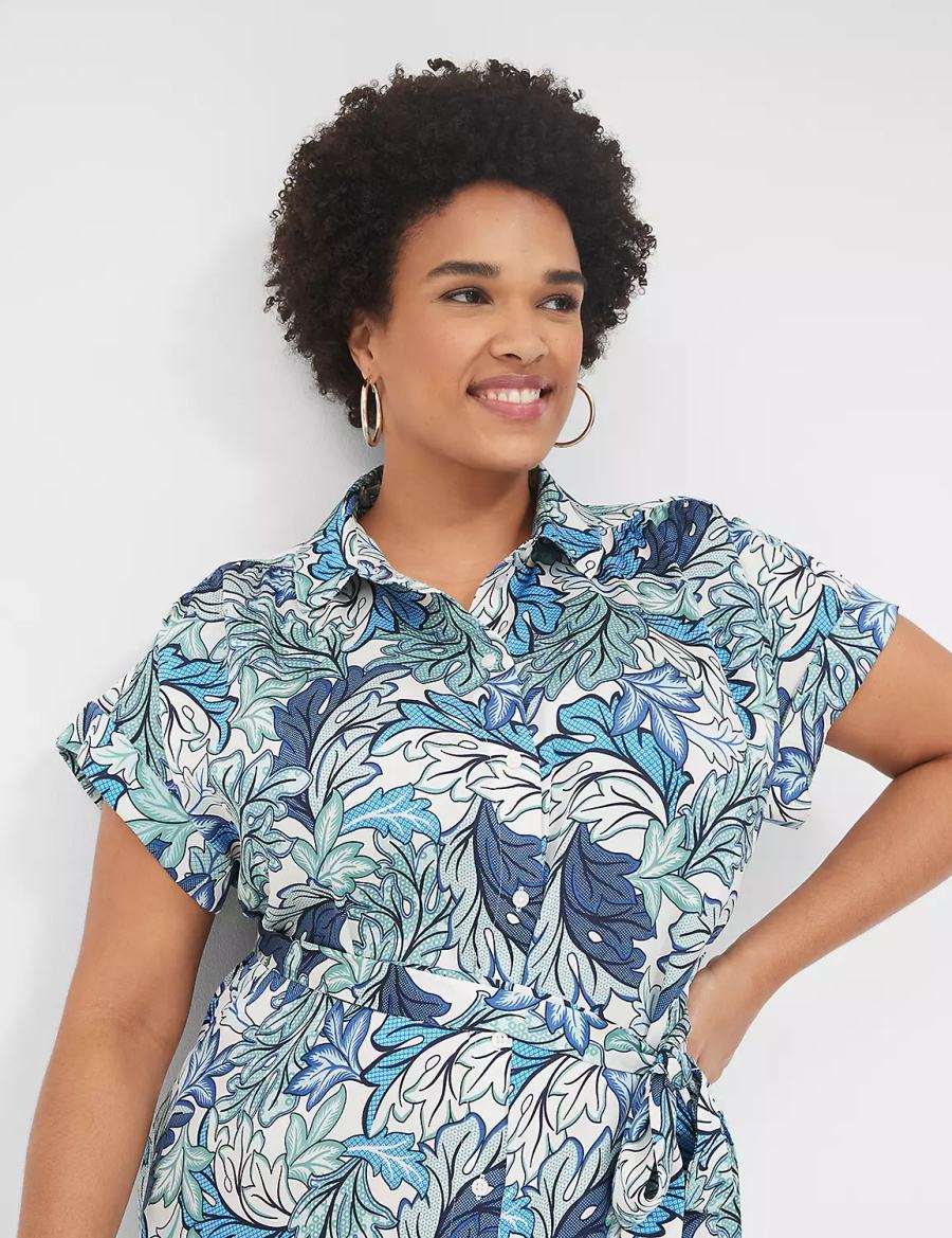 Dámské Košilové Šaty Lane Bryant Tie-Waist Midi Blankyt Viacfarebný | VCL2540EQ