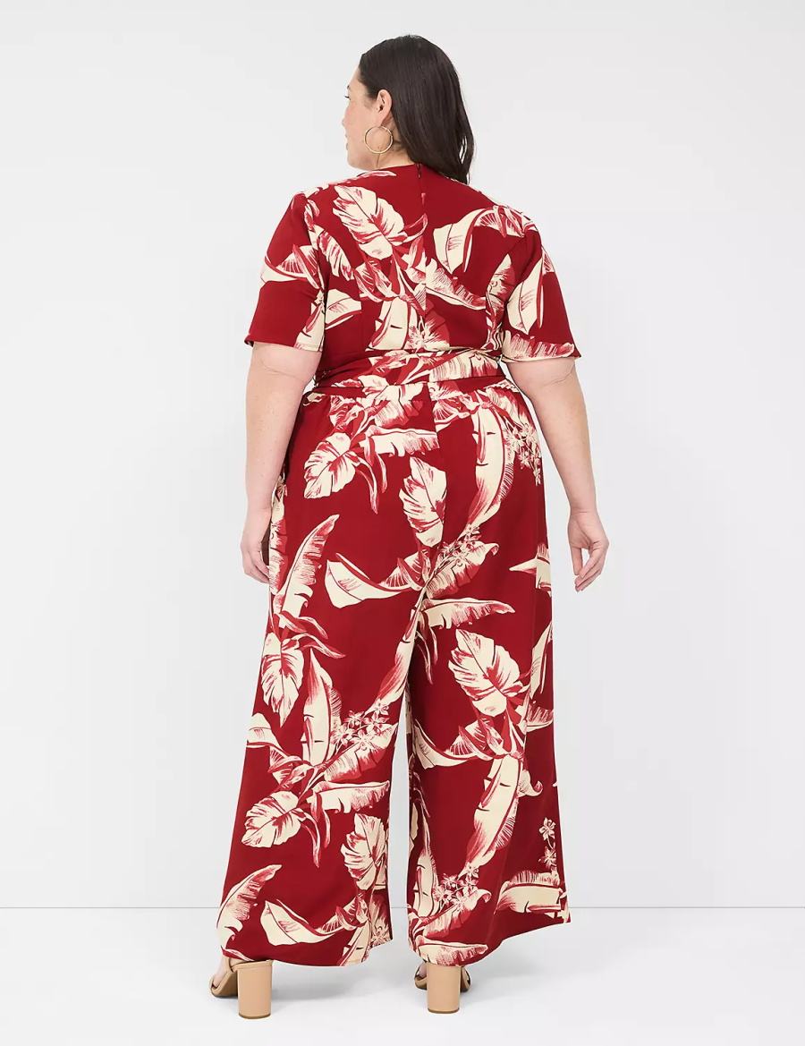 Dámské Kombinéza Lane Bryant Lena Short-Sleeve Surplice Vínové | MYT2556QQ