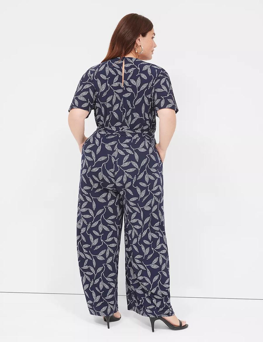 Dámské Kombinéza Lane Bryant Perfect Kimono Sleeve V-Neck Jersey Tmavě Blankyt | HBB579EC