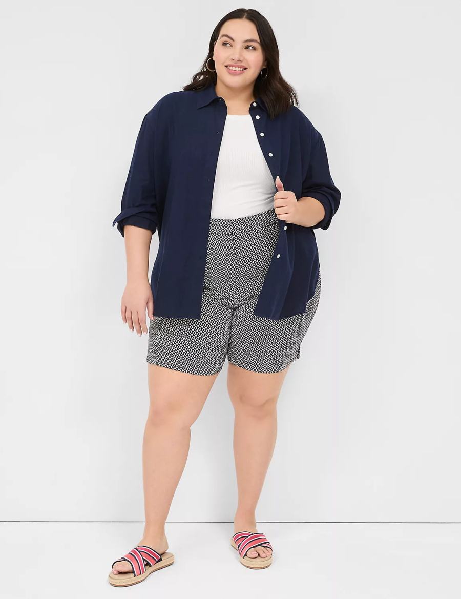 Dámské Kraťasy Lane Bryant 4-Season Bermuda Tmavě Blankyt | MZL4761UW