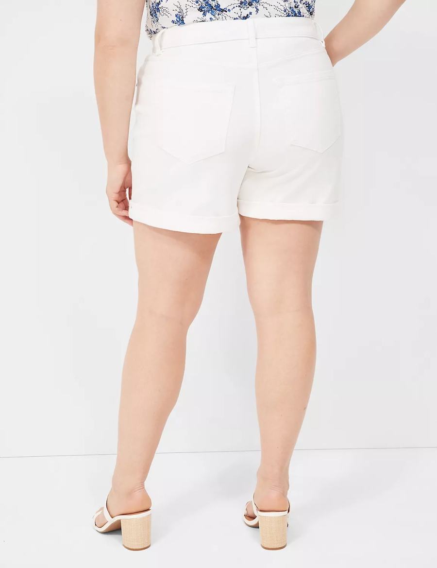 Dámské Kraťasy Lane Bryant Boyfriend Fit Midi Jean Bílé | BIP6790AP