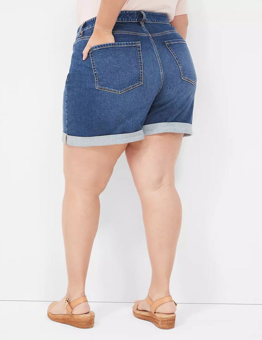 Dámské Kraťasy Lane Bryant Boyfriend Fit Midi Jean Tmavě Blankyt | WQO372JG