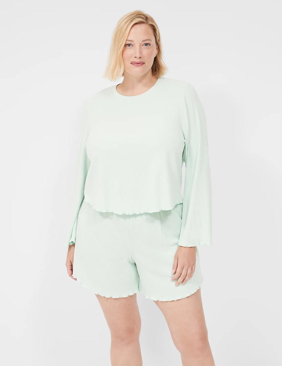 Dámské Kraťasy Lane Bryant Brushed Rib Lettuce-Hem Sleep Světle Zelene | NRA1978GR