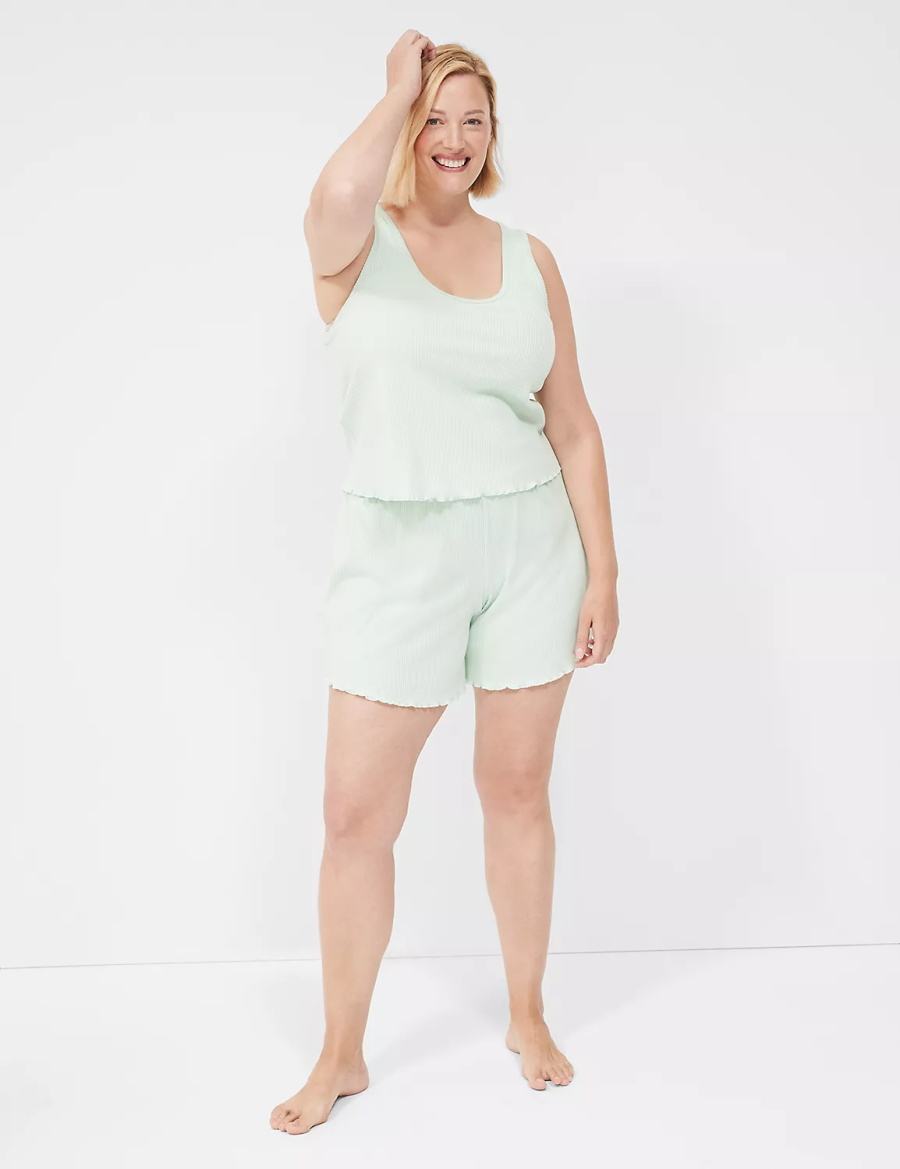 Dámské Kraťasy Lane Bryant Brushed Rib Lettuce-Hem Sleep Světle Zelene | NRA1978GR