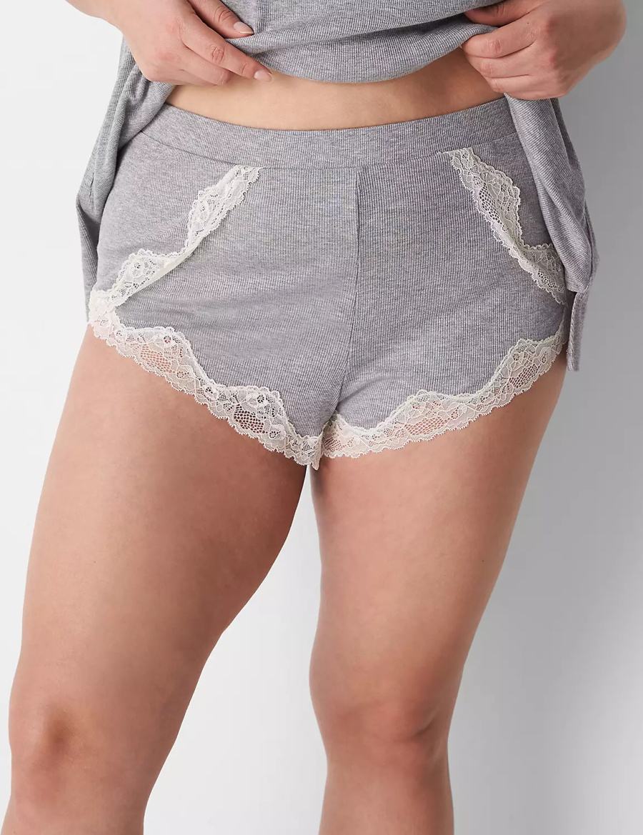 Dámské Kraťasy Lane Bryant Drapey Rib Sleep Cheeky Světle Šedé | SGL2244MJ