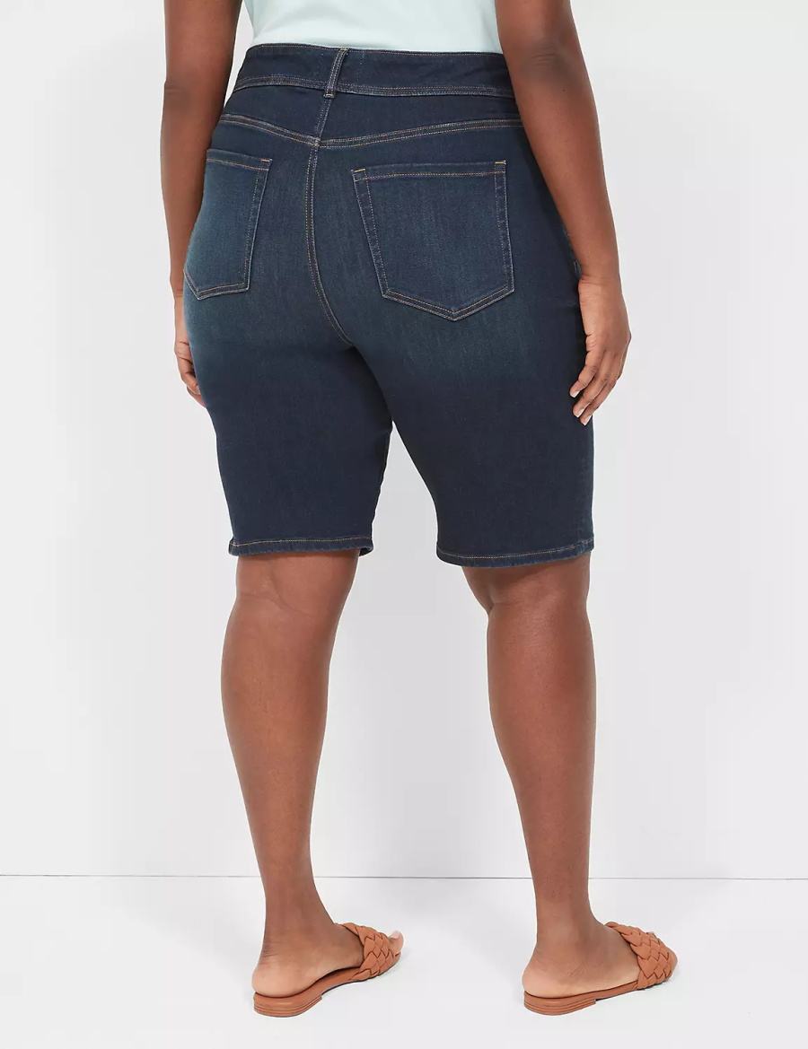 Dámské Kraťasy Lane Bryant Tighter Tummy Fit High-Rise Bermuda Jean Tmavě Blankyt | QWH2490IP