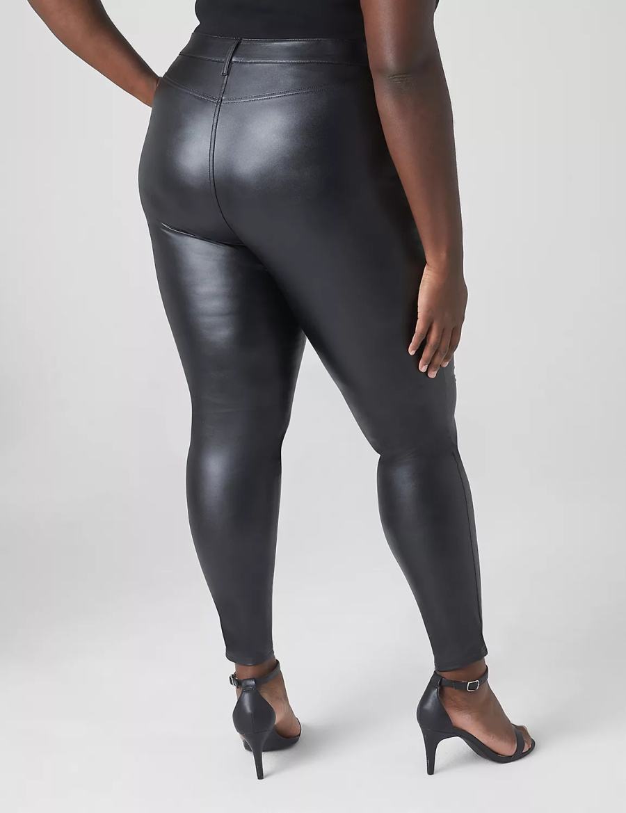 Dámské Legíny Lane Bryant Lightweight Faux-Leather Černé | QFJ9873MR
