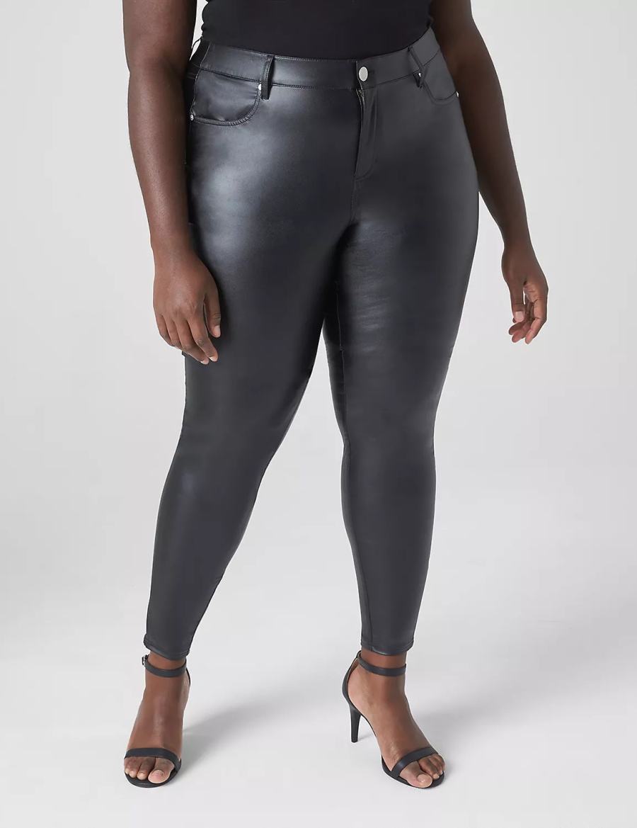 Dámské Legíny Lane Bryant Lightweight Faux-Leather Černé | QFJ9873MR