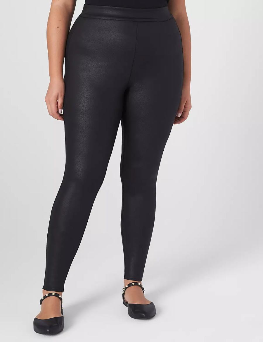 Dámské Legíny Lane Bryant Pull-On High-Rise Ponte - Coated Černé | ZVC6140QV